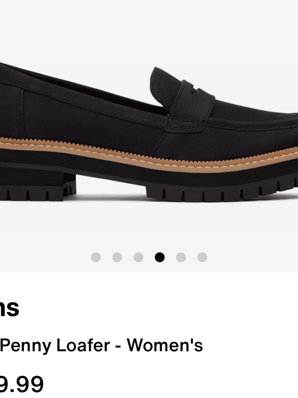 Toms Cara Loafer - Black Platform Lug-Soled Penny Loafers with Tan Welt - Picture 7 of 9